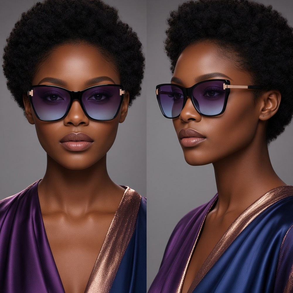 Women Sunglasses Fashion Blue Flat Lens Square Model Party Festival Oversized